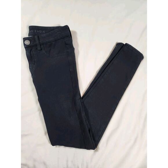 Sz 2 Long American Eagle High Rise Jegging Womens Black Legging Super Stretch - Picture 1 of 10